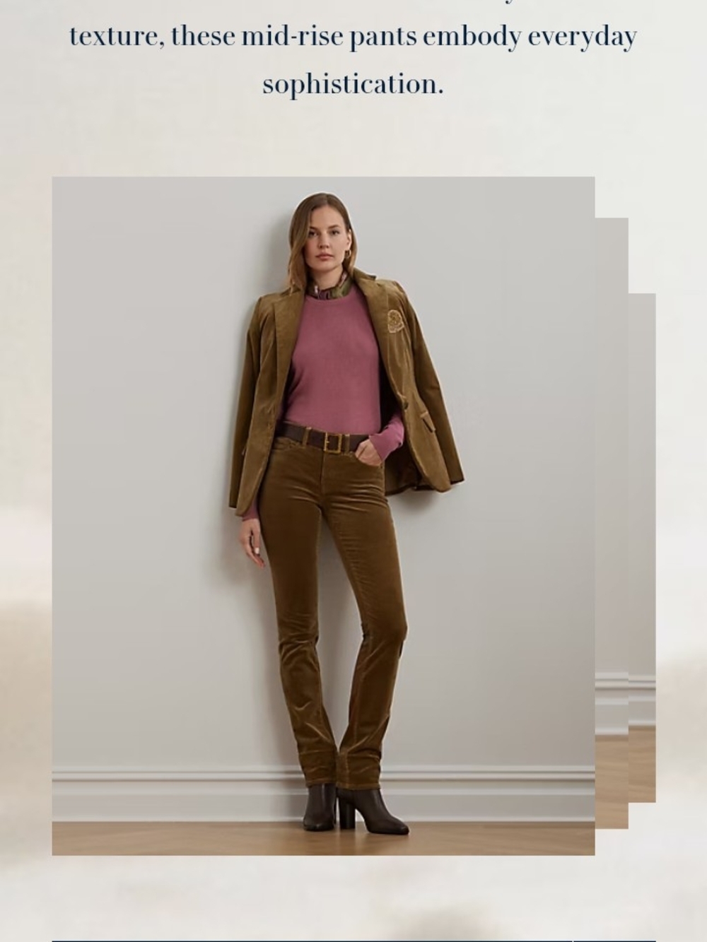 Lauren Ralph Lauren Brown Corduroy Straight-Leg Pants Women's Size 16 New - Picture 4 of 9